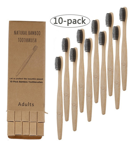 Para Cepillo De Dientes De Carbón De Bambú, 10 Piezas,