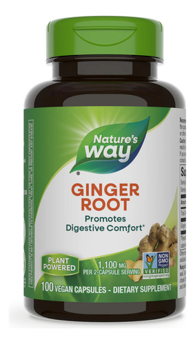 Nature's Way Suplemento De Raíz De Jengibre, 1100mg por cada 2 cápsulas, 100 Cápsulas