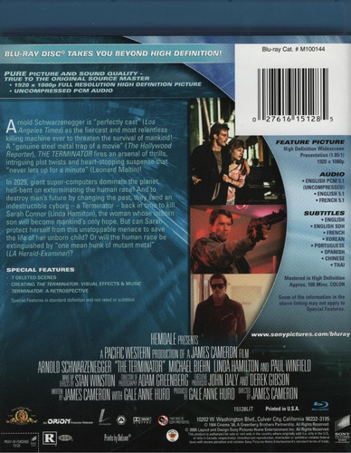Terminator 1984 Schwarzenegger Importada Pelicula Blu-ray