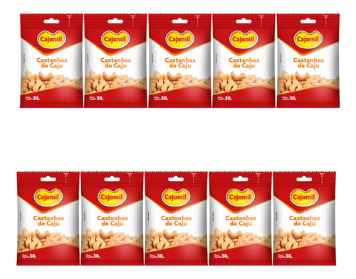 10 Pacotes Castanhas De Caju Cajumil Pacote Sachê 30g