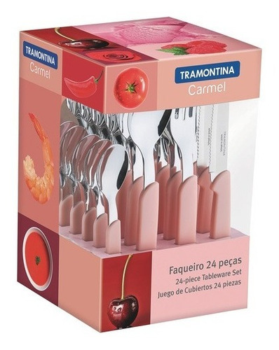 Cubiertos Tramontina Juego 24 Pzas Cocina Carmel Set Colores