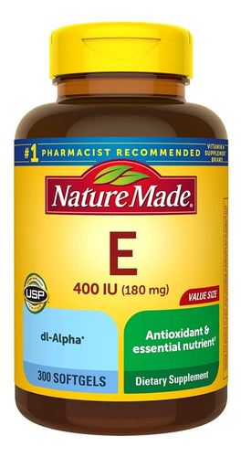 Nature Made Vitamina E 180 Mg 400 Uiu Dl-alpha 300 Softgels