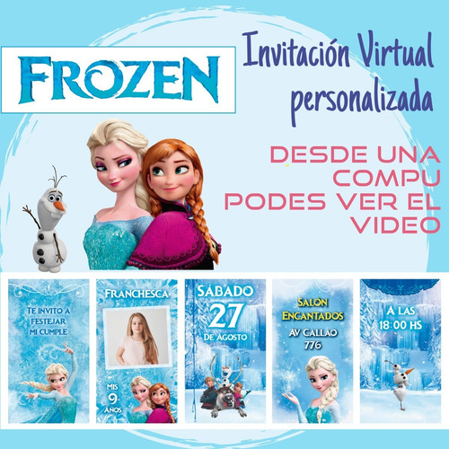 Tarjeta Invitación Virtual Digital Animada Frozen
