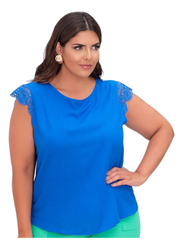 Blusa Lisa  Decote Em V Nas Costas Com Renda