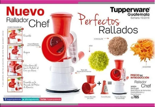 Tupperware Rallador Chef Base+3 Conos Insertos+prensa+manive (Usado)