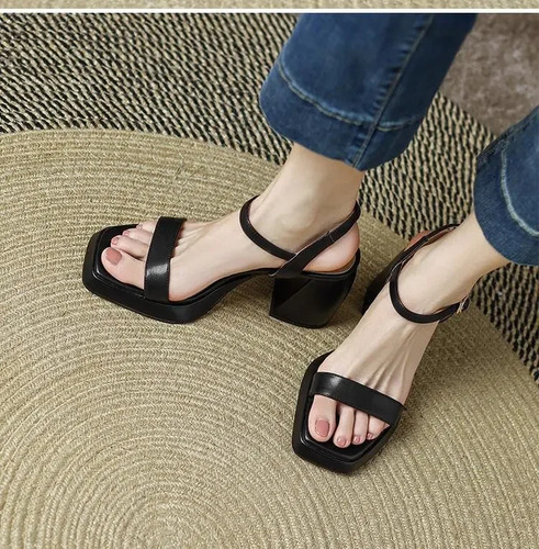 Sandalias De Tacón Alto De Mujer De Tacón Grueso Estilo Core