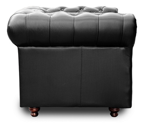 Sillón De Piel Genuina Chesterfield Chpv Confortopiel Color Negro