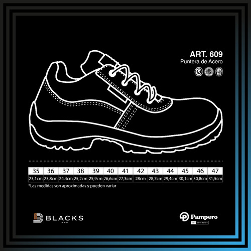 Imagen 6 de 7 de Zapatos De Seguridad Pampero C/ Puntera De Acero Art.609