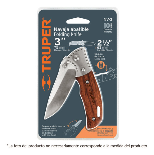 Imagen 2 de 3 de Navaja Abatible 5'' Truper 17023