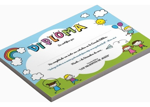 100 Diplomas Jardin 21x30cm A4 Papel 300grs + Diseño Gratis