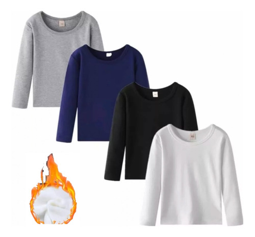 Imagen 2 de 3 de Pack 3 Camiseta Con Polar Manga Larga Niño Niña