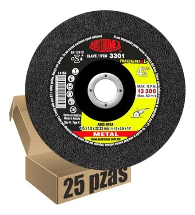 Disco De Corte Austromex 3301 Metal Paq. 25 Pz