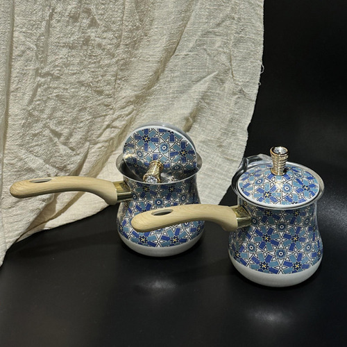 Cafetera Turca Calentador De Para Hacer 900 Ml Patrón Azul