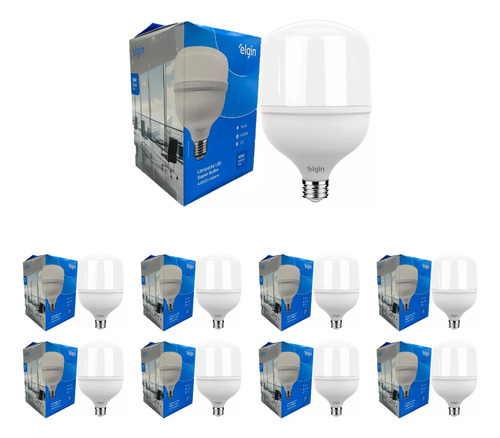 Kit 8 Lâmpada Bulbo Led 50w Bivolt 6500k E27 - Elgin