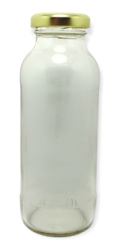 Imagen 7 de 10 de Frasco Vidrio Botella Jugo 250 Cc Boca Ancha T/metal Pack X5
