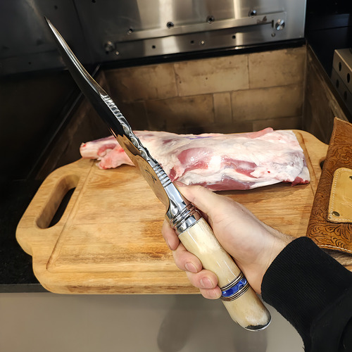 Faca Bowie Forjada 9' Integral Aço Inox 420c Cabo Osso Artes