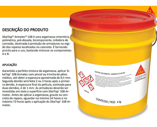 Argamassa Inibidor Corrosao 4kg Sikatop 108 Armatec
