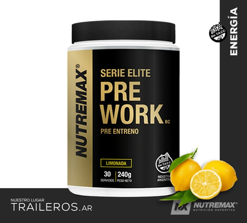 Pre Work X 240gr. (limonada) - Pre Entreno - Nutremax