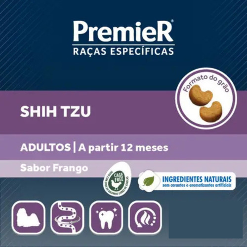 Ração Premier Para Cães Shih Tzu Adulto 7,5kg Sabor Frango