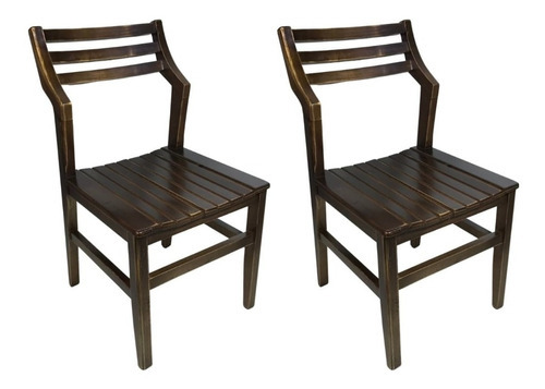 2 Cadeiras De Madeira Urban Para Cozinha E Sala De Jantar Cor da estrutura da cadeira Marrom