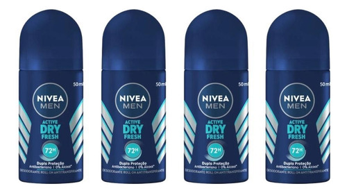 Desodorante Roll-on Nivea 50ml Masc Dry Fresh - Kit Com 4un