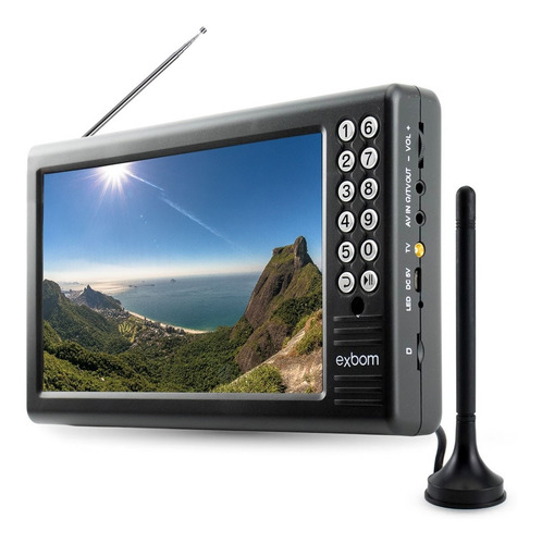 Tv 7 Polegadas Mini Tv Digital Portátil Com Antena Externa Rádio Fm E Entradas Usb E Micro Sd Para Reproduzir Vídeos