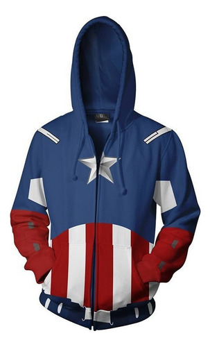 Sudadera Cremallera Para Cosplay Capitán América Halloween