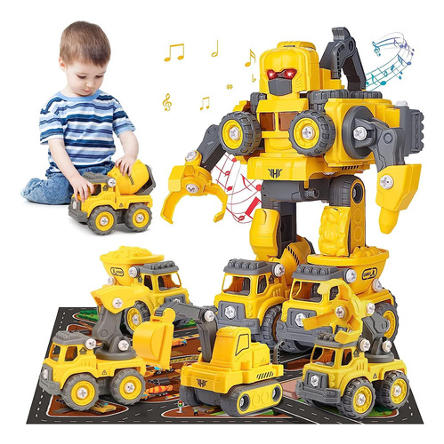 Tusivo Transformer Toys Robot - Juego De Vehiculos De Constr