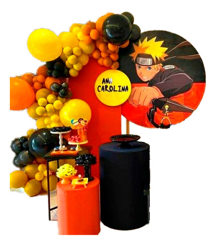 Decoracion Globos Naruto Ninja Amarillo Naranja Negro