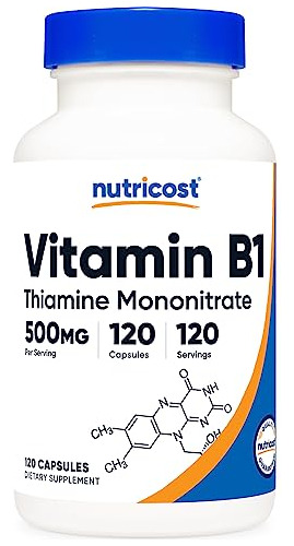 Nutricost Vitamina B1 (thiamin) 500mg, 120 Cápsulas Uze86