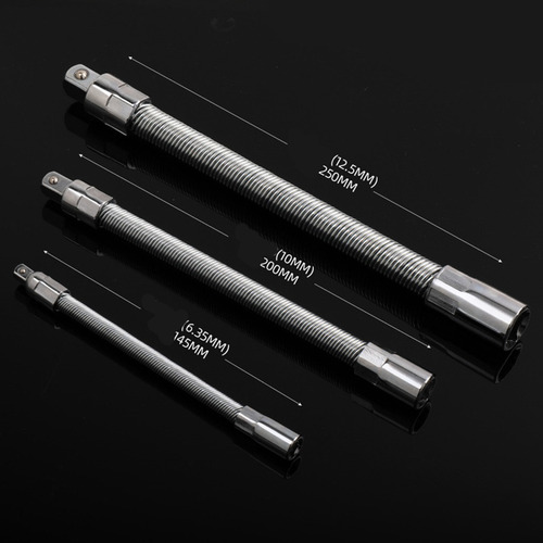 3 Peças Barra De Extensão Flexível Dobrável 1/4 3/8 1/2