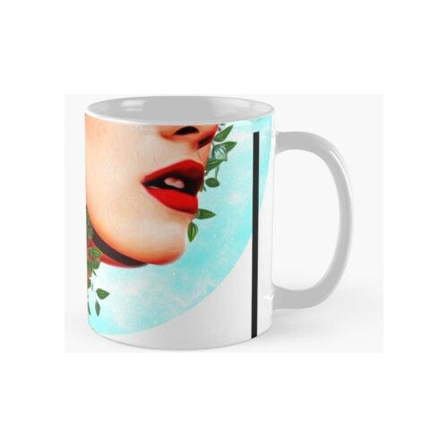 Taza Mujer Flores Collage Surrealista Diseño Gráfico Calidad