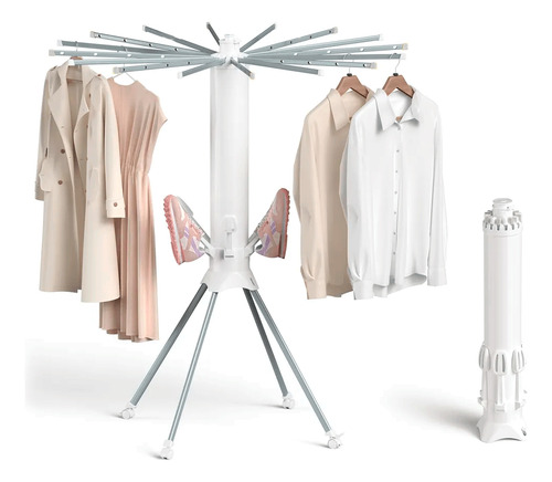 Tender Vertical Plegable Ruedas Ropa Reforzado Calzado Blanco
