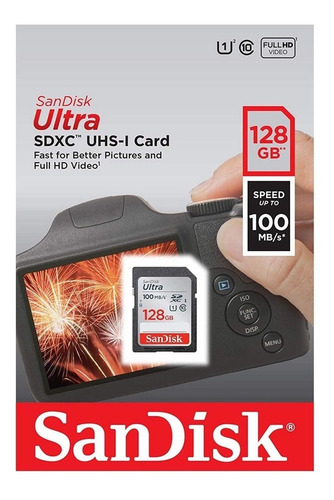 Cartão Sdxc 128gb Sandisk Ultra 100mb/s + Leitor 15 Em 1