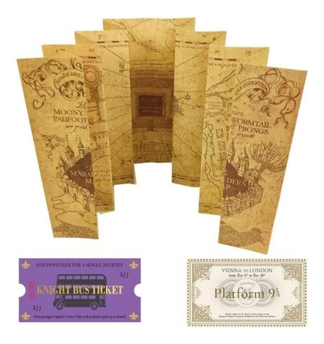 Harry Potter Mapa Y Carta Con Sello Más Boletos Del Tren