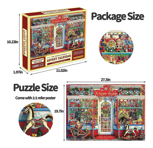 Rompecabezas Navideño Divertido En 24 Cajas Calendario De