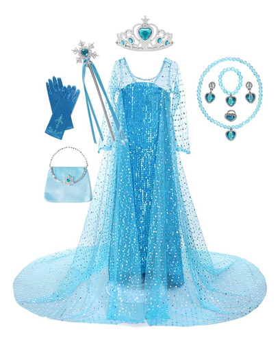 Disfraz De Princesa Para Cosplay De Frozen Para Niñas Con Le