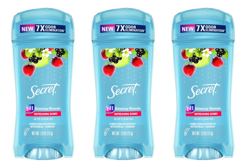 Secret X3 Desodorante Antitranspirante Clear Gel Berry 3c