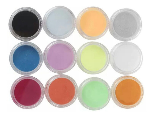 Set Polvos Acrilicos X 12 Colores Manicure Nuevo Uñas
