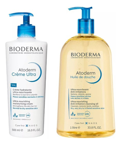 Bioderma Atoderm Pack;crème Ultra 500ml & Huile De Douche 1l