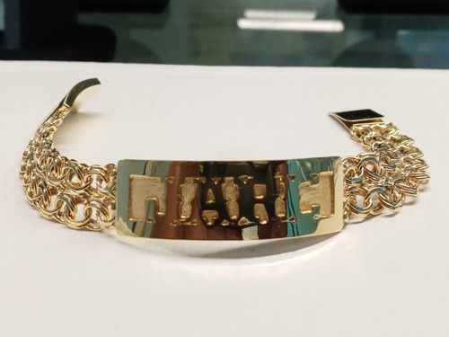 Francia Joyería Esclava Oro 10k Doble Hilo Placa Con Nombre