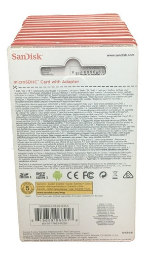 Memoria 32gb Sandisk Clase 4 Sellada Orignal Caja 25 Unidade
