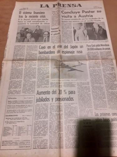 Tapa Diario La Prensa 28 06 1980 Giol Mendoza Jubilados Past