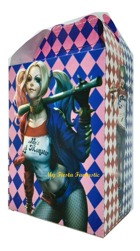 Imagen 5 de 10 de Escuadron Ave Harley Quinn Set 30 Cajitas Dulceras Bolo Feli