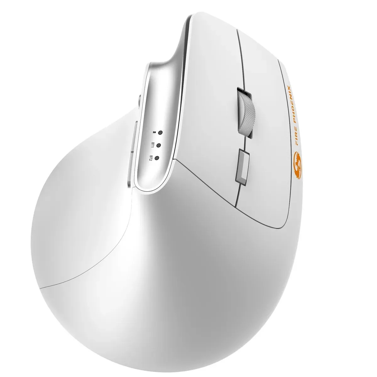 Mouse Vertical Sem Fio Bluetooth Wireless 2.4g Ergonômico 6 Botões 3200 Dpi Bateria Recarregável 500 mAh Fire Phoenix D-M2 Branco
