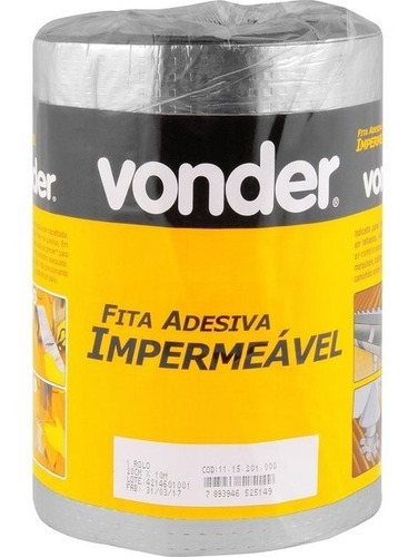 Imagem 3 de 3 de Fita Adesiva Impermeável 20cm X 10m Vonder P/ Telhado Calhas