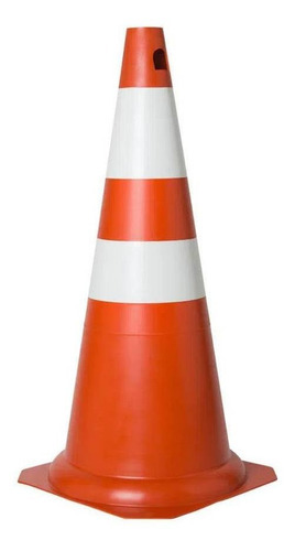 Cone De Sinalização 75cm Branco/laranja - Plastcor