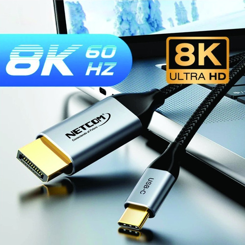 Cable Usb 3.1 Tipo C A Displayport Netcom Pvc Macho 1.8 M 8k