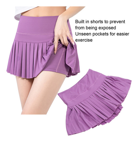 Falda Deportiva Plisada De Tenis Con Bolsillos En S, Faldas