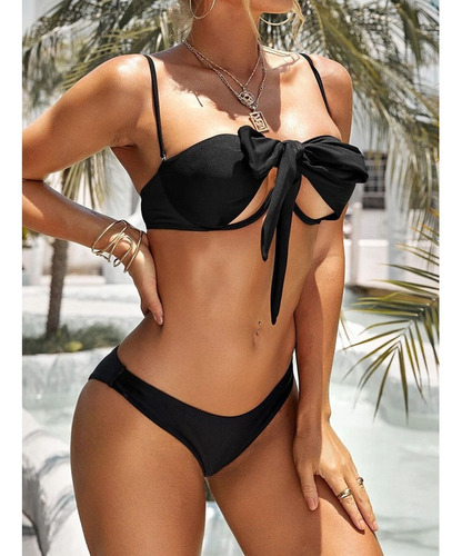 Conjunto De Bikini Push Up Halter Cruzado For Mujer